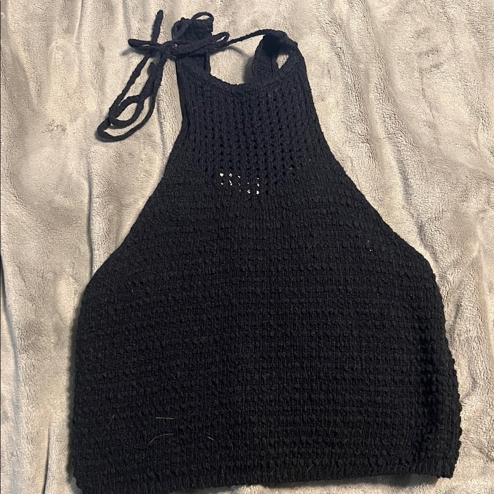 Hollister Black Crochet Crop Top